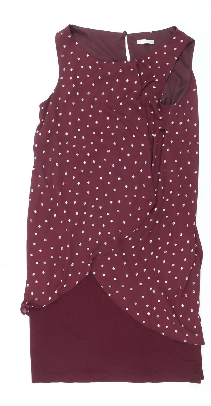 Jacques Vert Women Red Polka Dot Sheath Dress Size 16 Formal