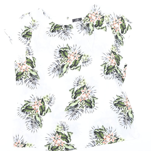 Wallis Women’s White Floral Tropical Print Short Sleeve Blouse Size 18