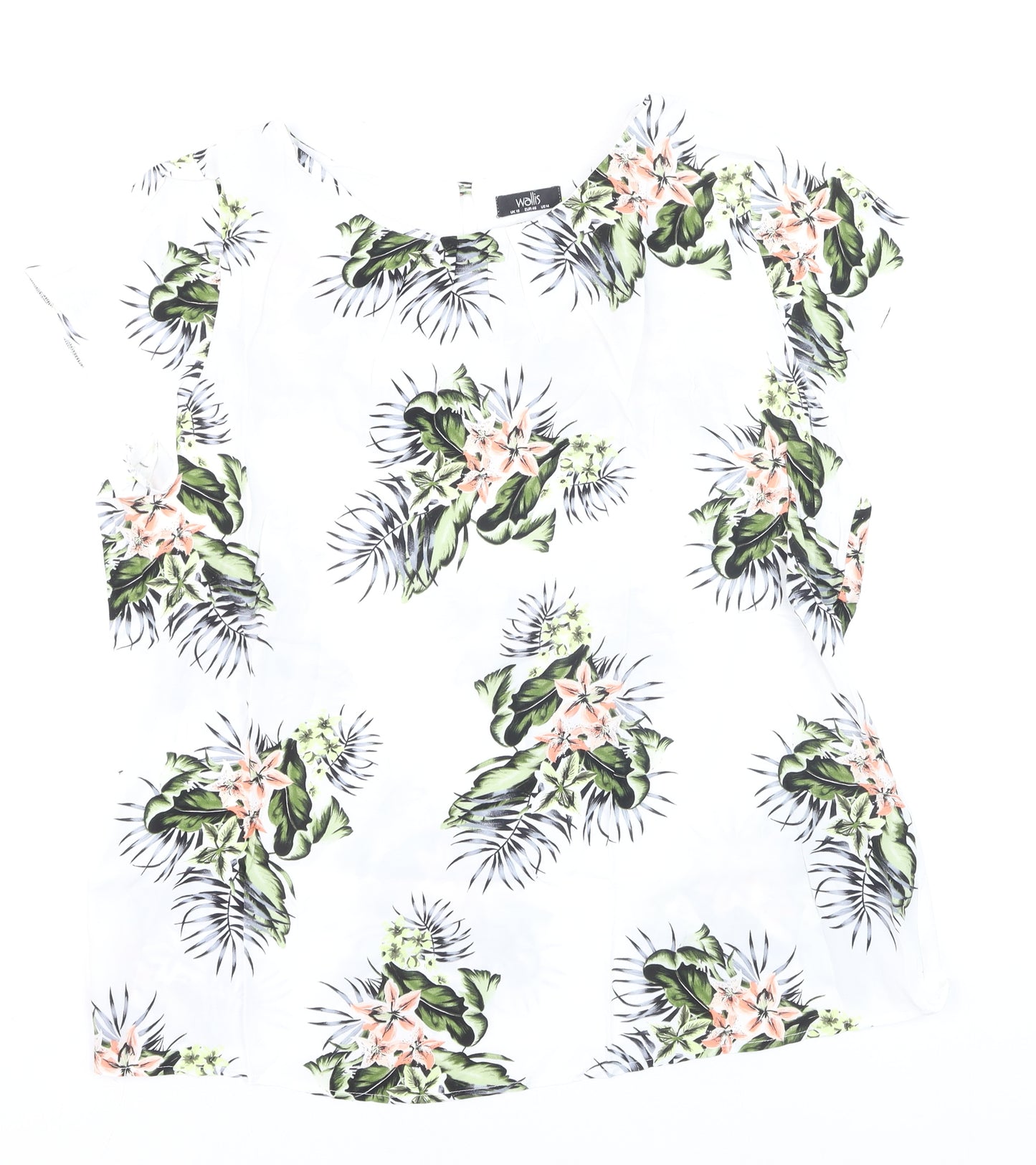 Wallis Women’s White Floral Tropical Print Short Sleeve Blouse Size 18