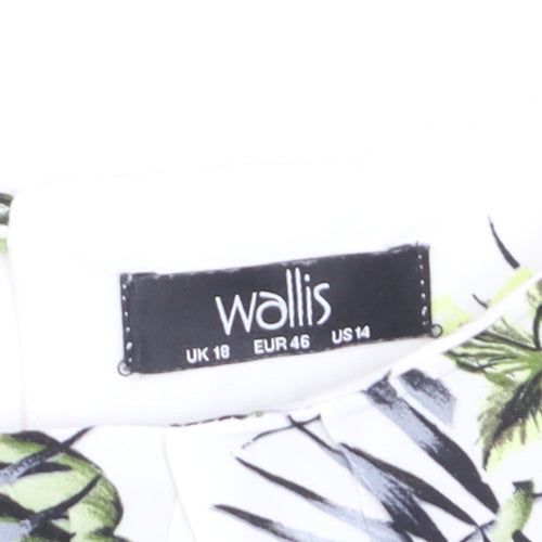 Wallis Women’s White Floral Tropical Print Short Sleeve Blouse Size 18
