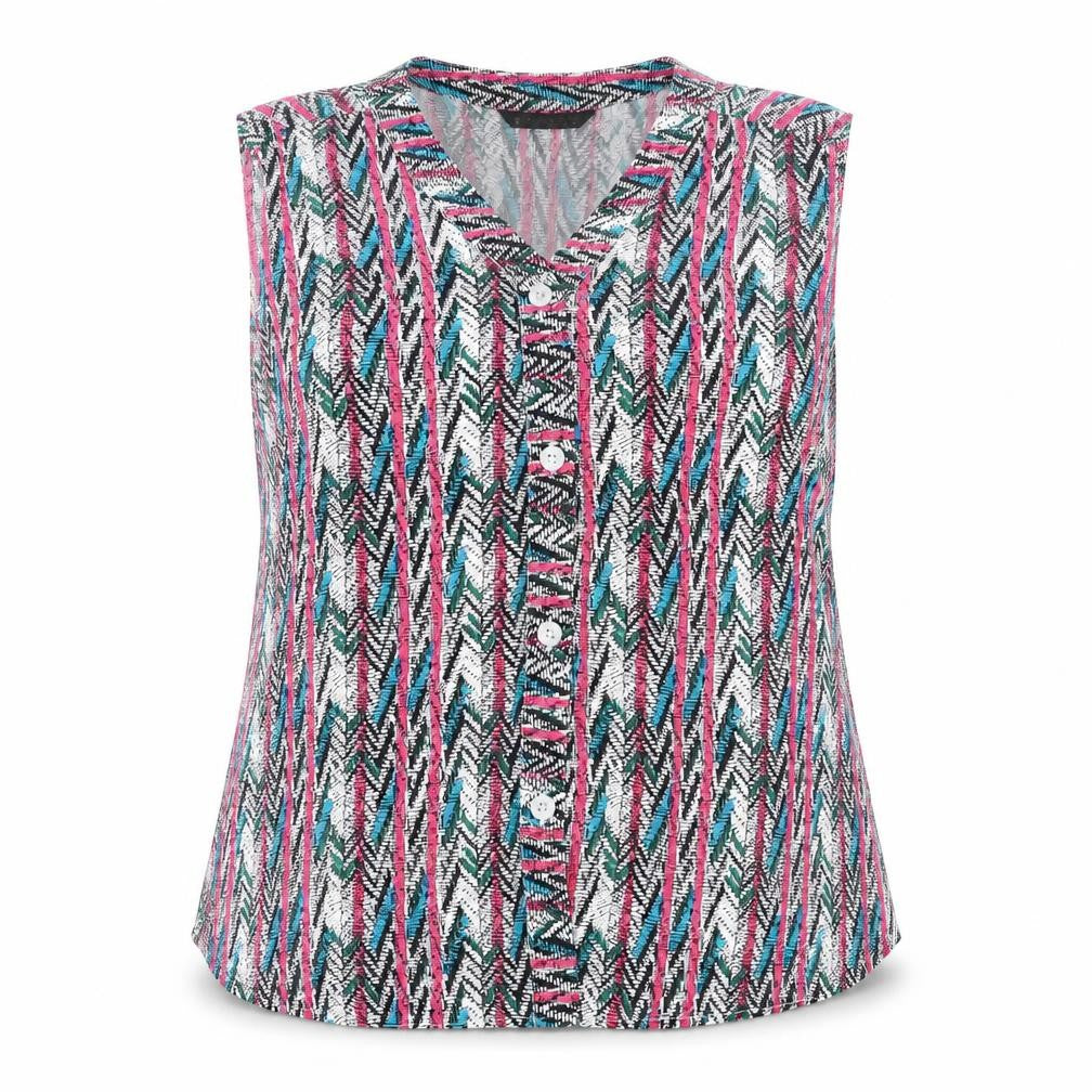 Front view of Dunnes Women's Multicoloured Viscose Sleeveless Blouse, size 16