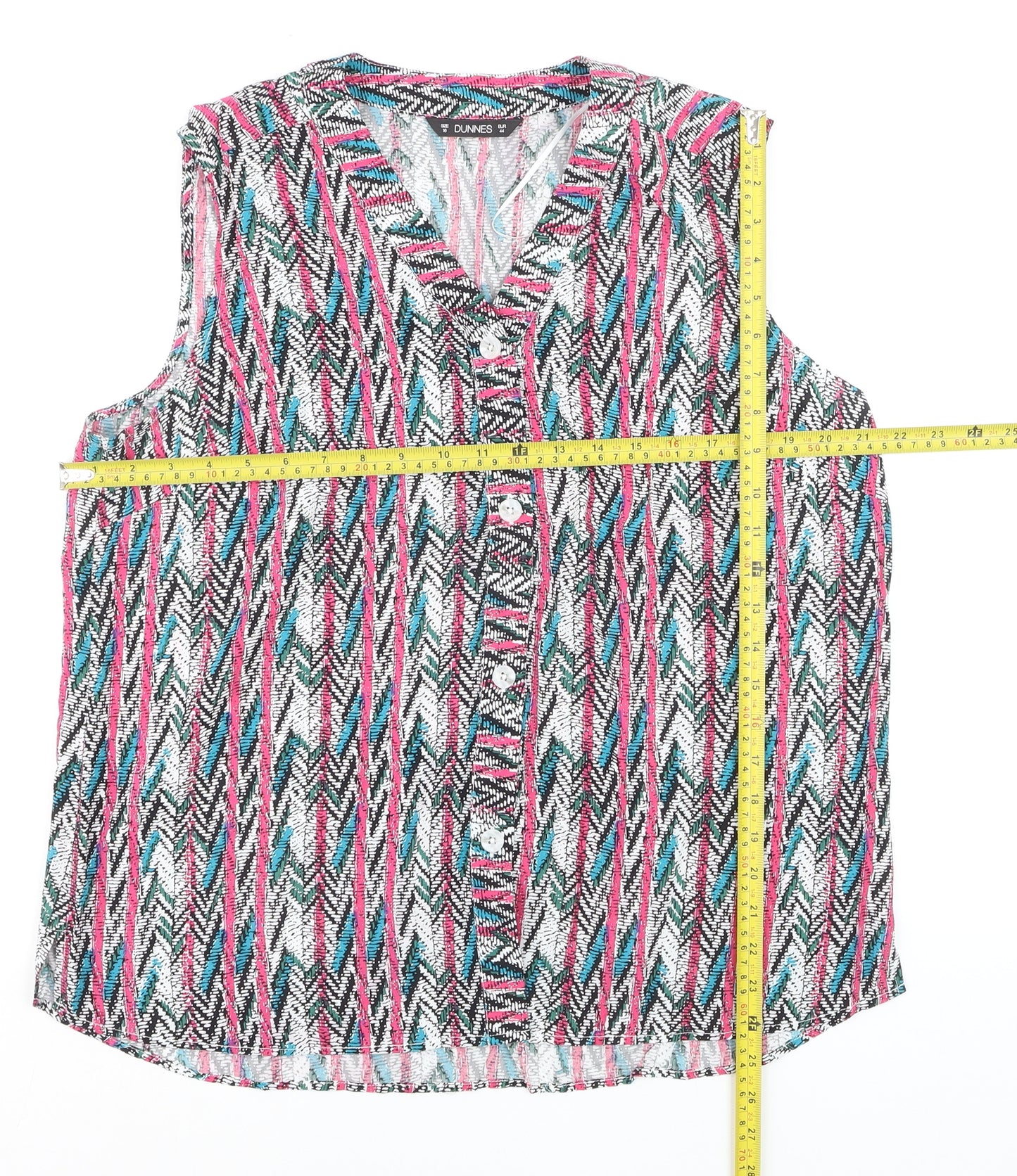 Dunnes Women's Multicoloured Viscose Sleeveless Blouse Size 16