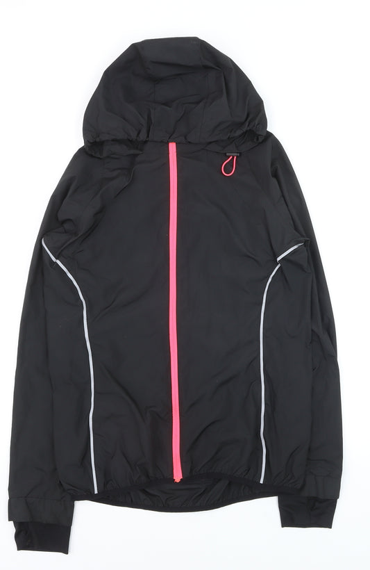 Atmosphere Women’s Black Hooded Windbreaker Jacket Size 12