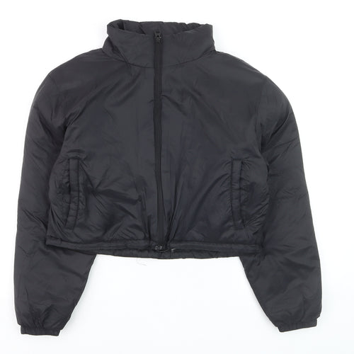 The Rockn Rev Women's Black Cropped Puffer Jacket UK 12