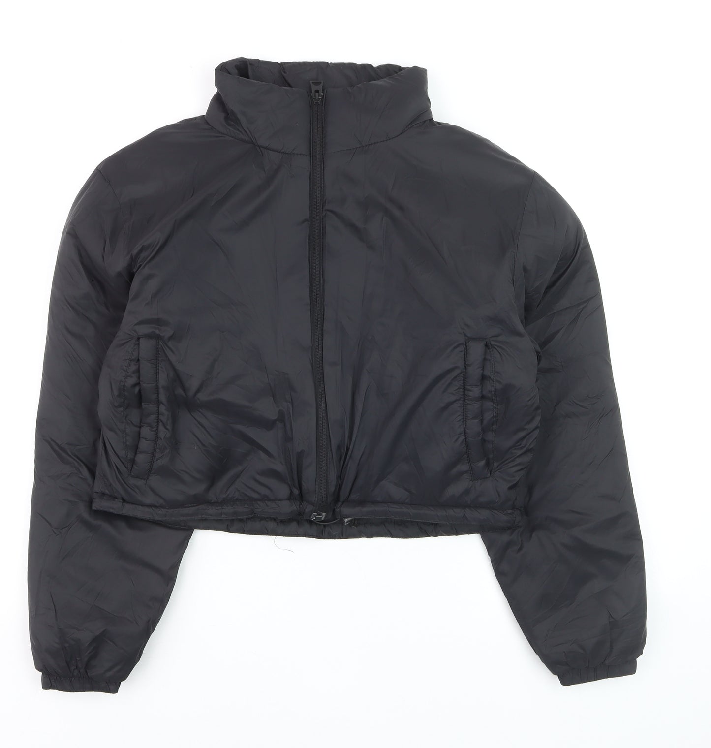 The Rockn Rev Women's Black Cropped Puffer Jacket UK 12