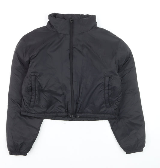 The Rockn Rev Women's Black Cropped Puffer Jacket UK 12