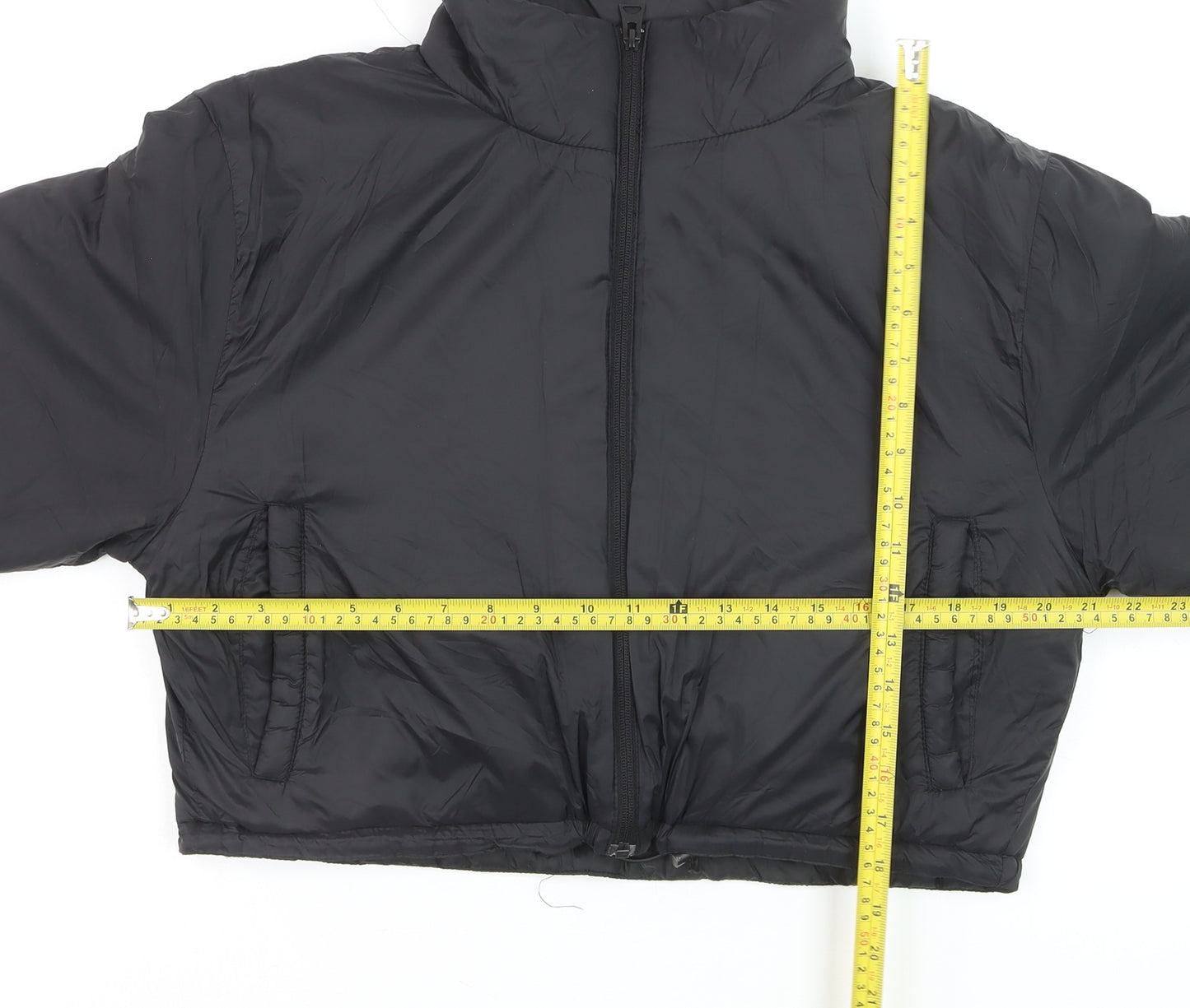 The Rockn Rev Women's Black Cropped Puffer Jacket UK 12