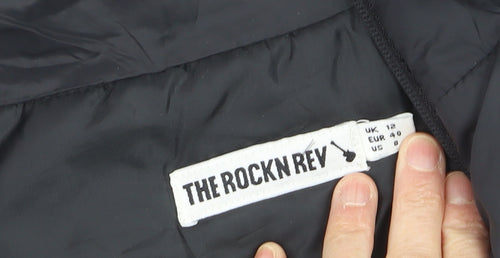 The Rockn Rev Women's Black Cropped Puffer Jacket UK 12