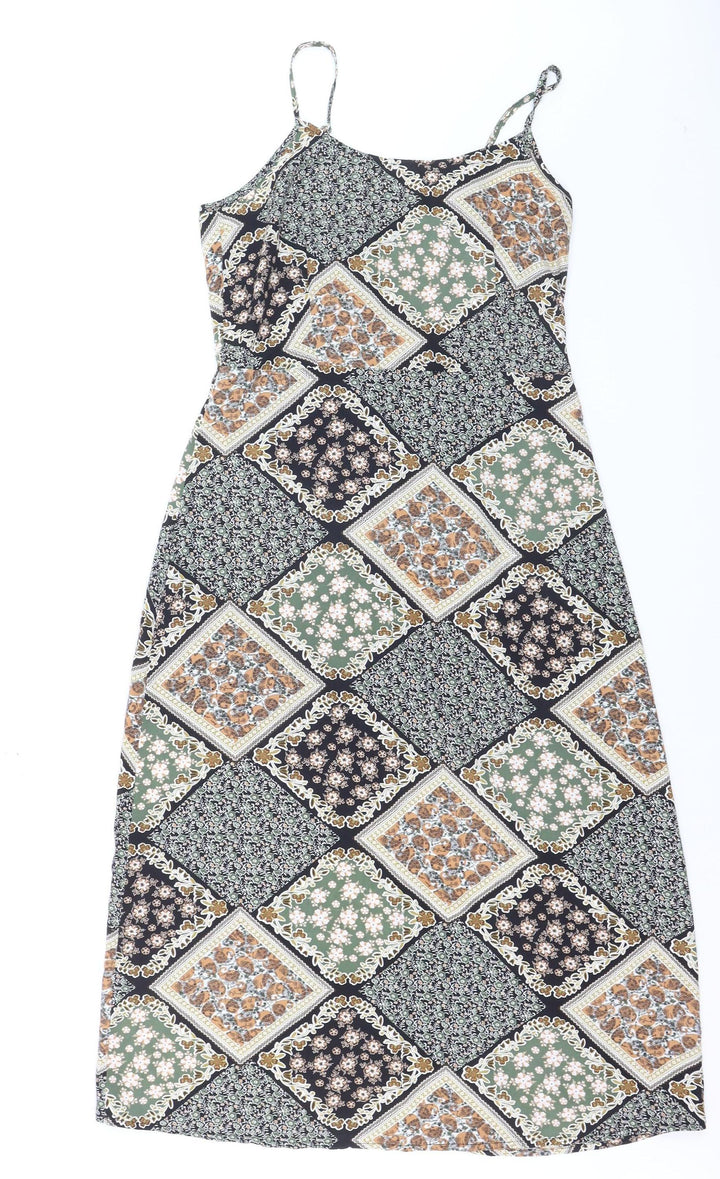 Cider Women's Multicoloured Midi Slip Dress M Bohemian Style