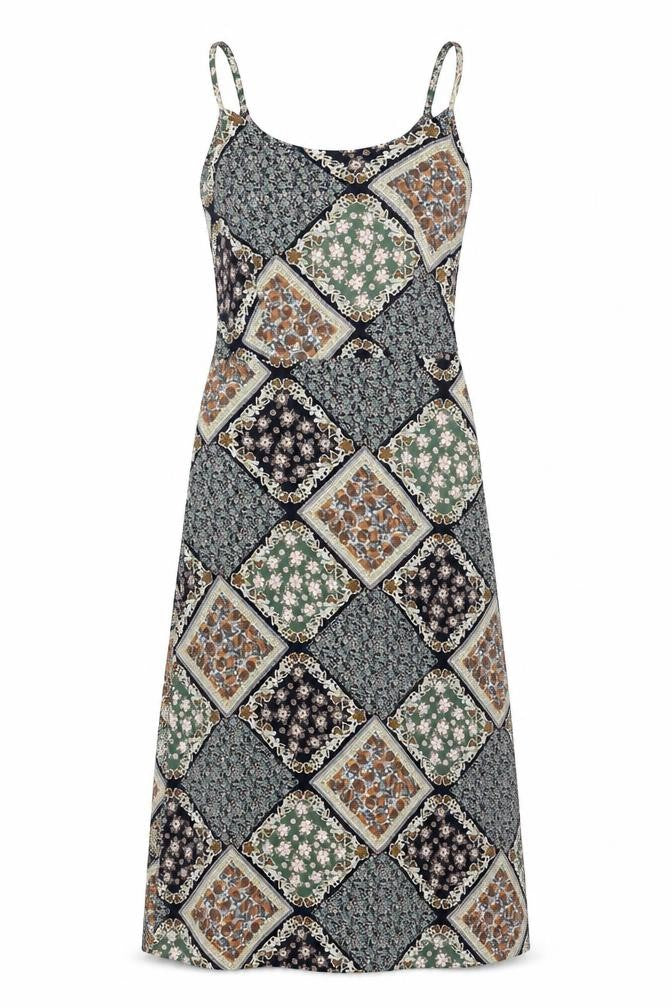Front view of Cider Women's Multicoloured Midi Slip Dress M Bohemian Style