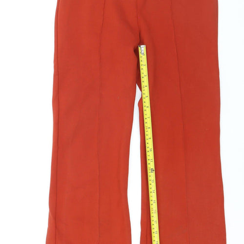 Primark Womens Red Stretch Jersey Straight Leg Trousers Size 12