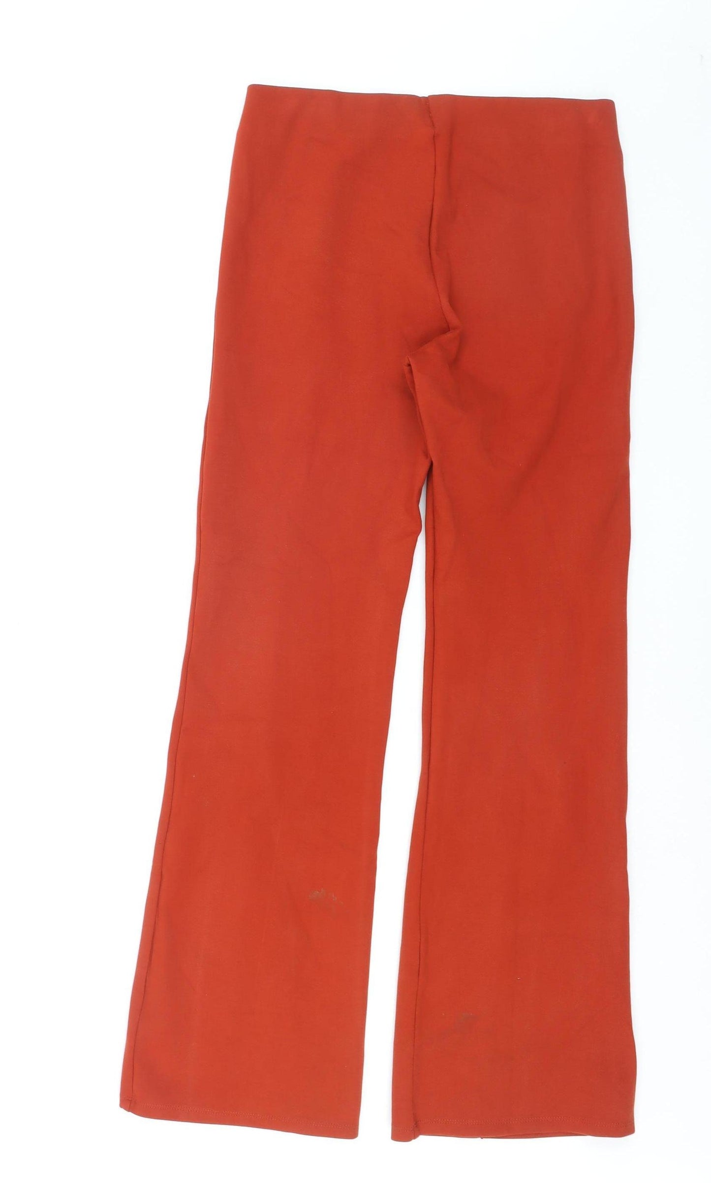 Primark Womens Red Stretch Jersey Straight Leg Trousers Size 12
