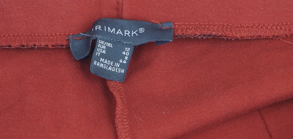 Primark Womens Red Stretch Jersey Straight Leg Trousers Size 12