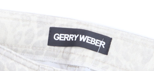 Gerry Weber Women's Beige Animal Print Straight Stretch Jeans Size 10