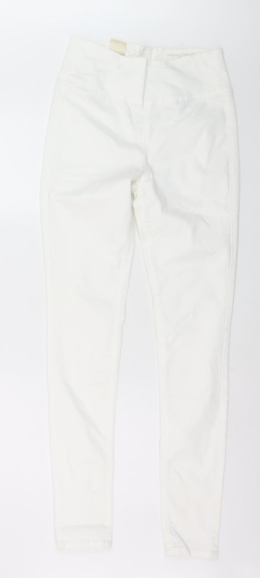 Pieces Women White High Waist Slim Jegging Jeans Size M