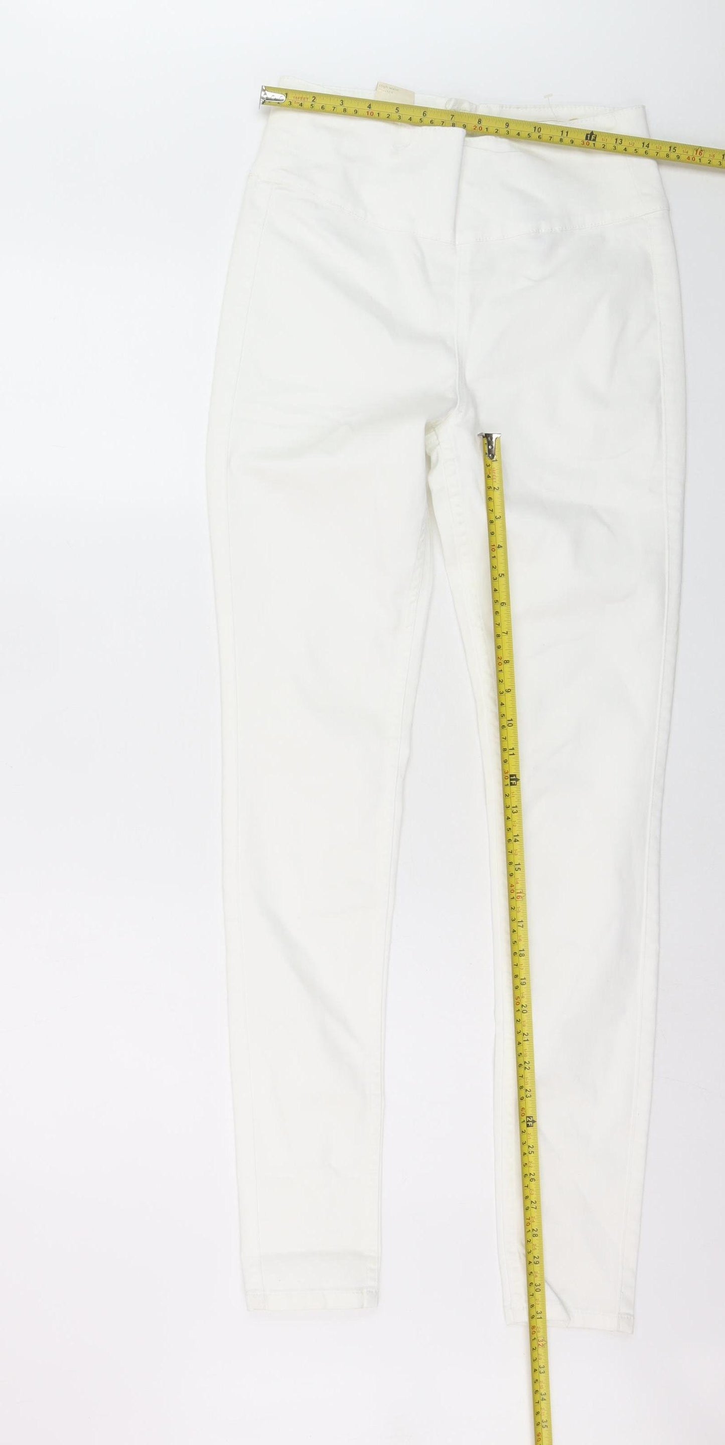 Pieces Women White High Waist Slim Jegging Jeans Size M
