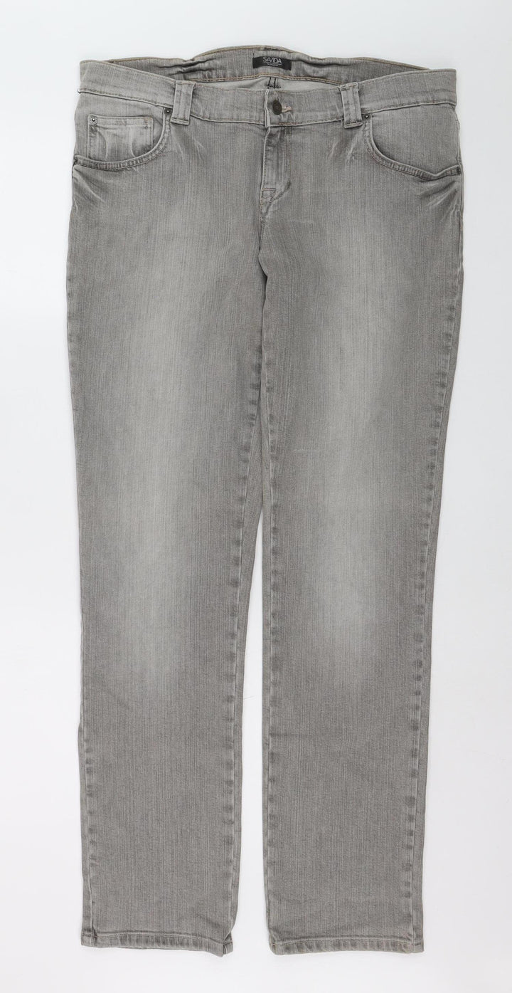 Savida Women’s Grey Stretch Straight Jeans Size 16 Regular