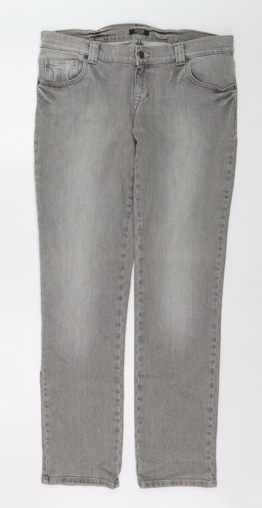 Savida Women’s Grey Stretch Straight Jeans Size 16 Regular