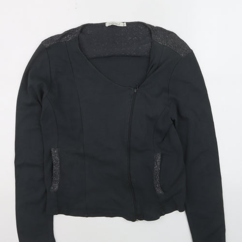 Maloka Women’s Black Full Zip Jumper Size 14 Viscose Knit
