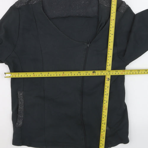 Maloka Women’s Black Full Zip Jumper Size 14 Viscose Knit