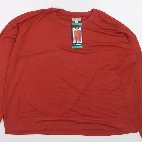 Lucky Brand Women's Red Cotton Modal Crew Neck Pullover Jumper XL