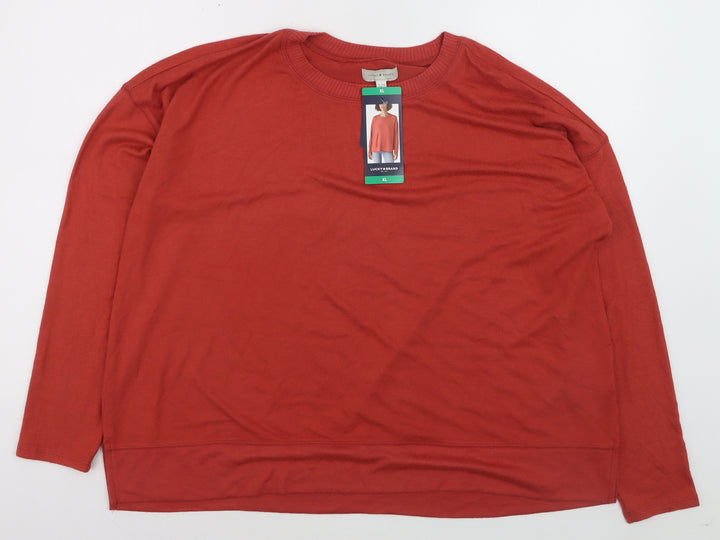Lucky Brand Women's Red Cotton Modal Crew Neck Pullover Jumper XL