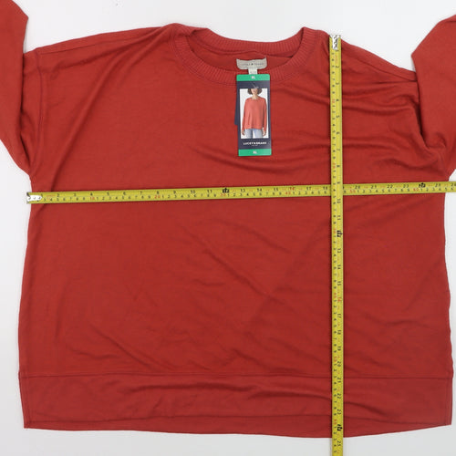 Lucky Brand Women's Red Cotton Modal Crew Neck Pullover Jumper XL