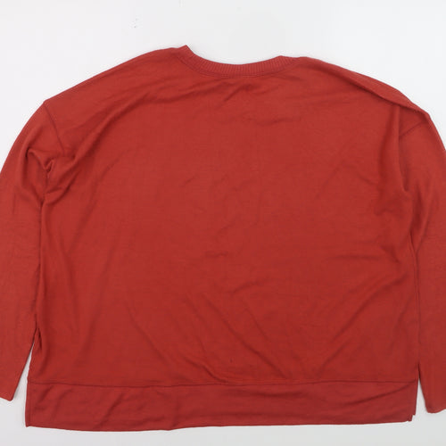 Lucky Brand Women's Red Cotton Modal Crew Neck Pullover Jumper XL