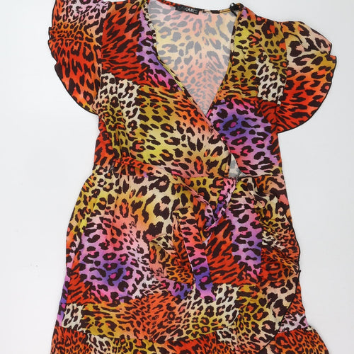 Quiz Women’s Multicoloured Animal Print Wrap Dress Size 14