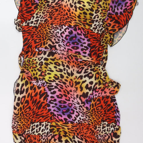 Quiz Women’s Multicoloured Animal Print Wrap Dress Size 14