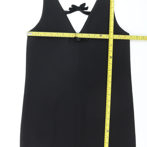 Zara Women Black Bow Shift Dress Size S Sleeveless Party Short