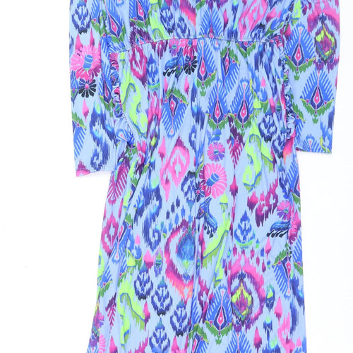 Gallery Womens Blue Geometric Bodycon Knee Dress UK14