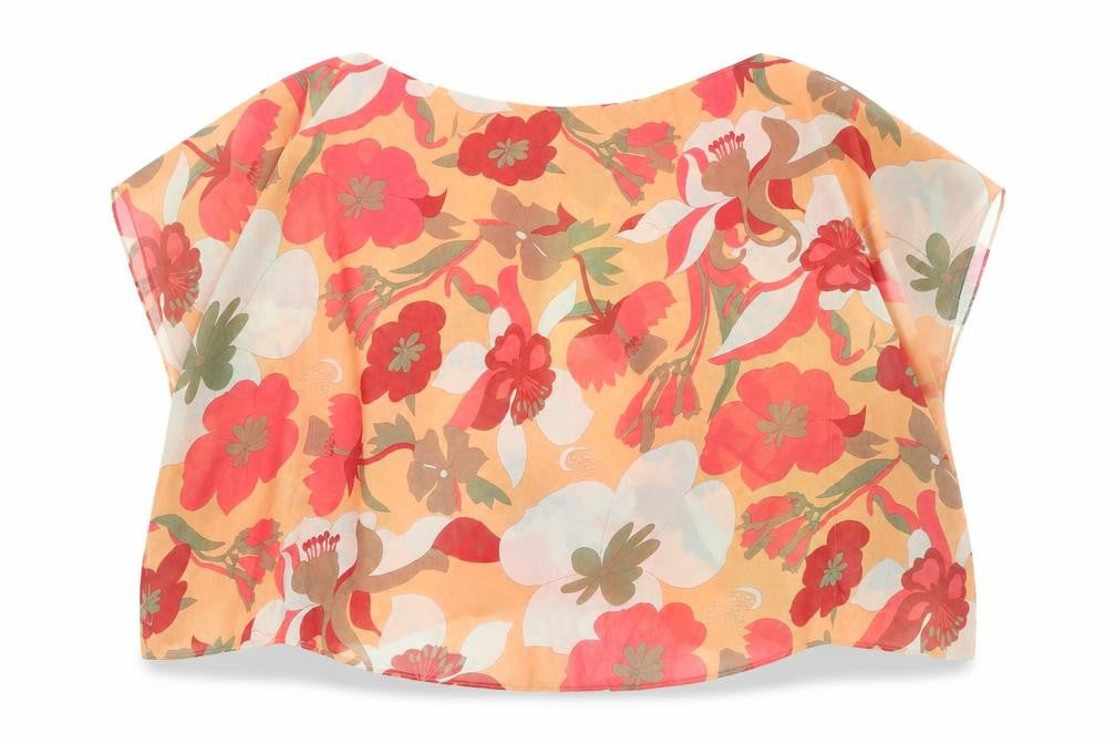 Front view of Charter Club Women's Multicoloured Floral Chiffon Tunic Blouse M