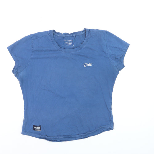 Diesel Womens Blue Cotton Crew Neck Short Sleeve T-Shirt Size L