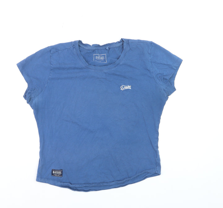 Diesel Womens Blue Cotton Crew Neck Short Sleeve T-Shirt Size L