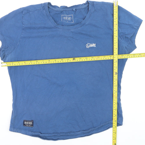 Diesel Womens Blue Cotton Crew Neck Short Sleeve T-Shirt Size L