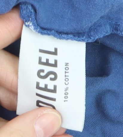 Diesel Womens Blue Cotton Crew Neck Short Sleeve T-Shirt Size L