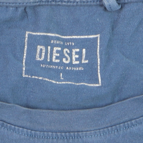 Diesel Womens Blue Cotton Crew Neck Short Sleeve T-Shirt Size L