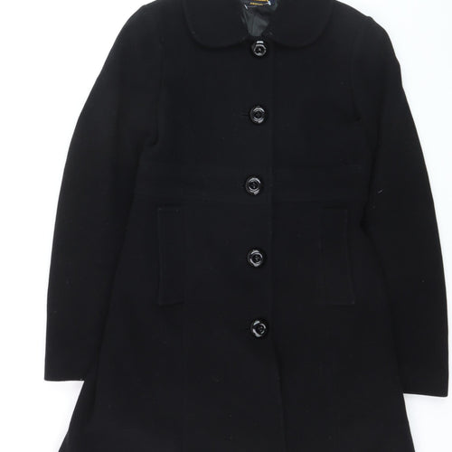 Killah Women's Black Wool Blend Mid-Length Overcoat Size M