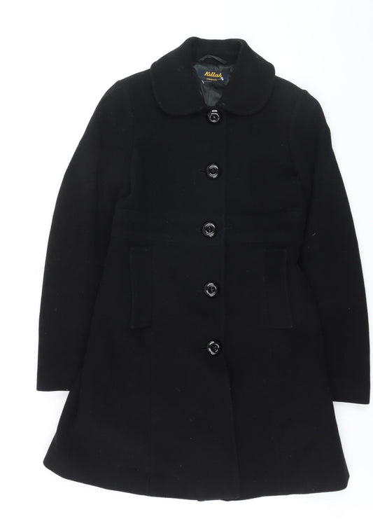 Killah Women's Black Wool Blend Mid-Length Overcoat Size M