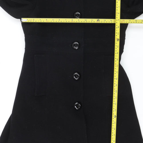 Killah Women's Black Wool Blend Mid-Length Overcoat Size M