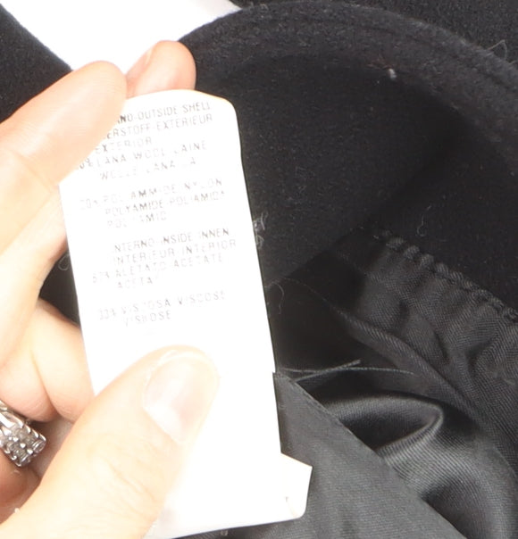 Killah Women's Black Wool Blend Mid-Length Overcoat Size M