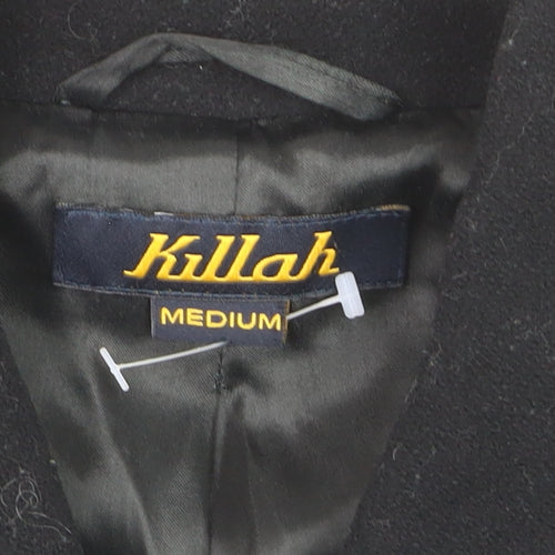 Killah Women's Black Wool Blend Mid-Length Overcoat Size M