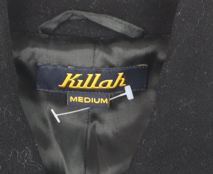 Killah Women's Black Wool Blend Mid-Length Overcoat Size M