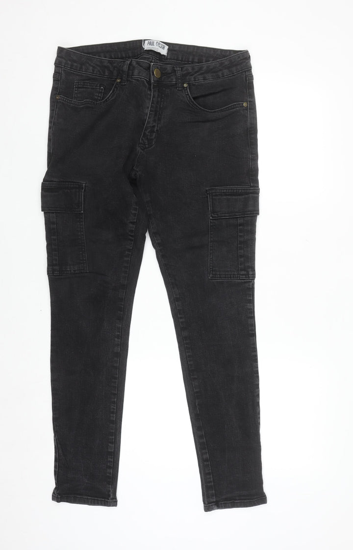 Paul Galvin Men's Black Slim Cargo Jeans 34W 32L Denim