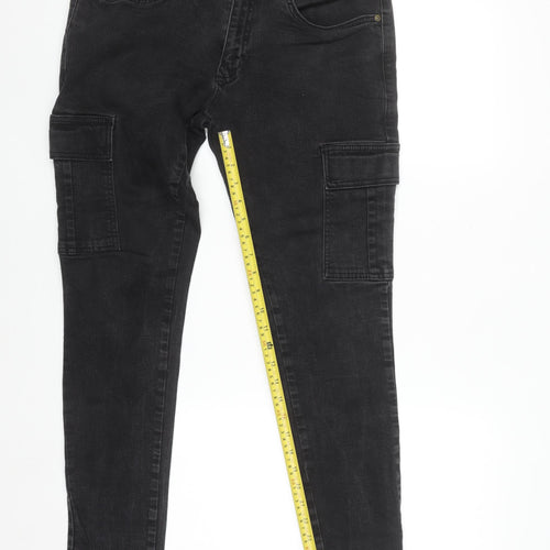 Paul Galvin Men's Black Slim Cargo Jeans 34W 32L Denim