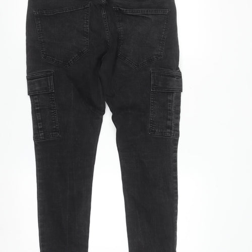 Paul Galvin Men's Black Slim Cargo Jeans 34W 32L Denim