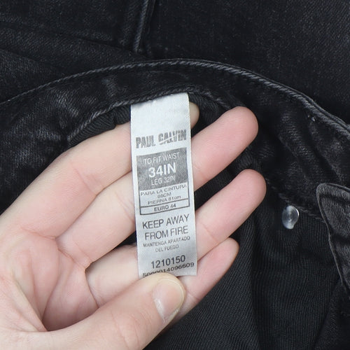 Paul Galvin Men's Black Slim Cargo Jeans 34W 32L Denim
