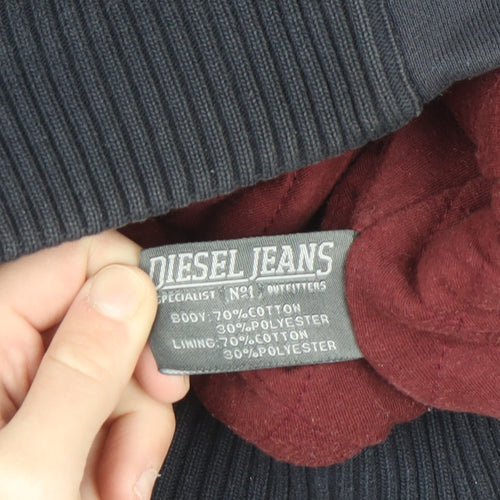 Diesel Jeans Men's Blue Bomber Jacket L Cotton Blend Casual