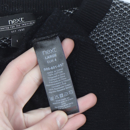 Next Men's Black Knit Pullover Sweatshirt Size L Crew Neck